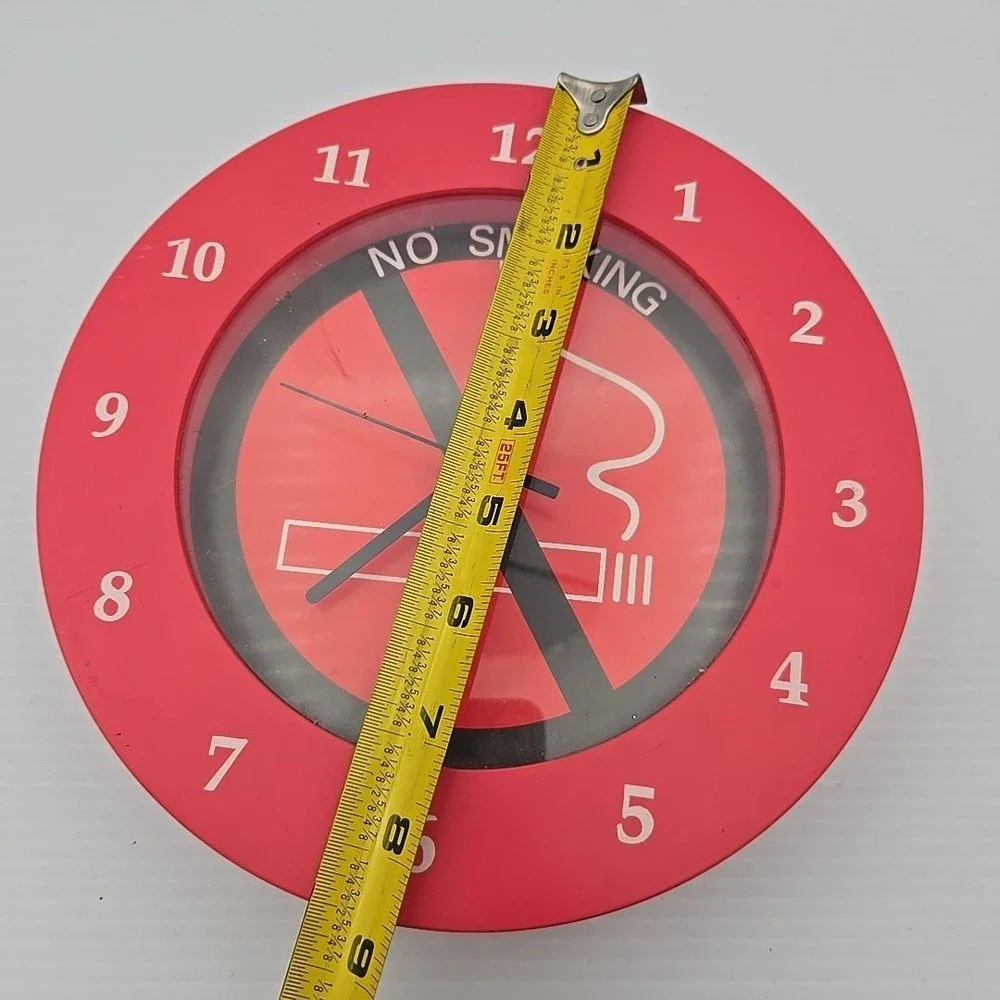 Lillian Vernon No Smoking Sign Wall Clock Red Round Office Business Decor